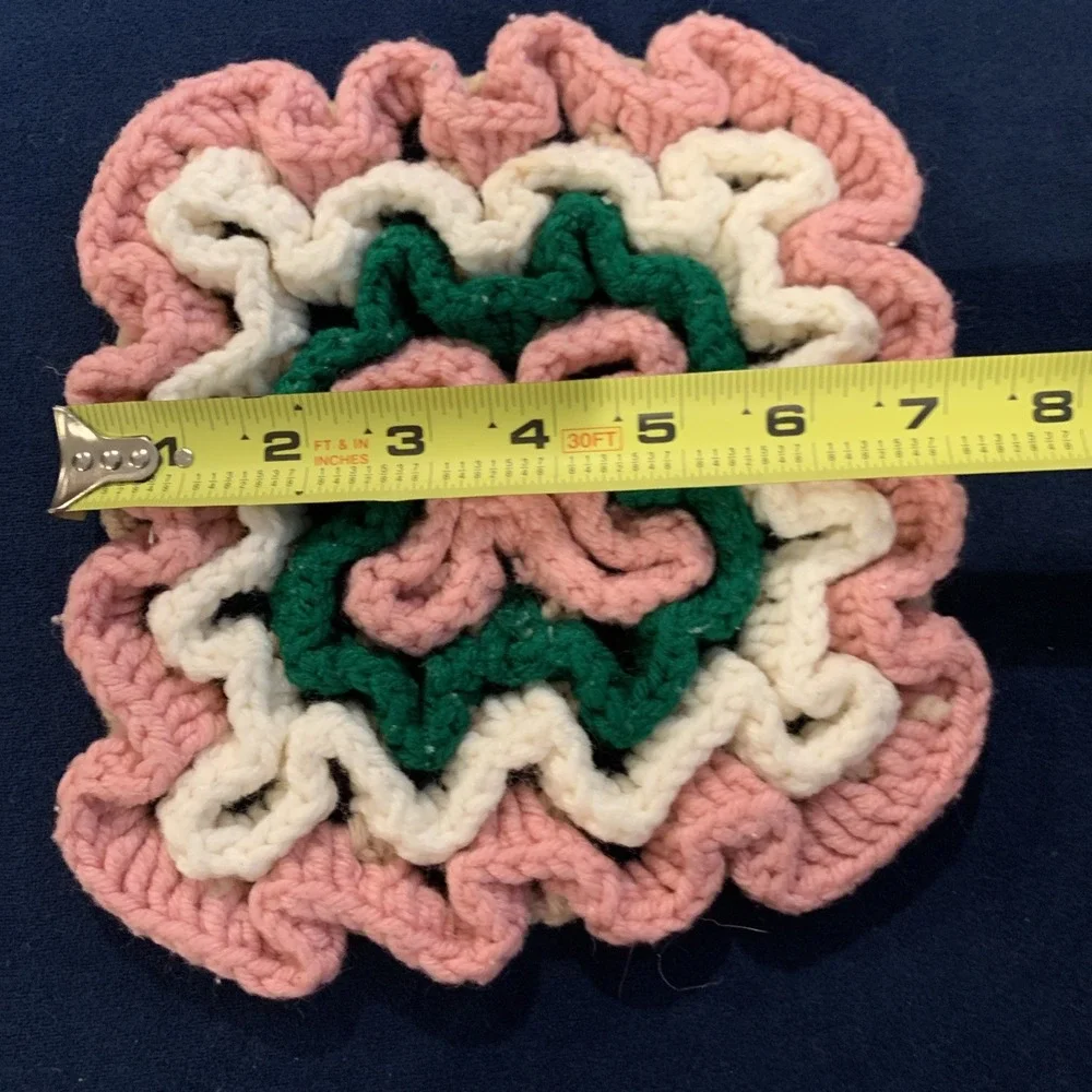 VINTAGE Hand Crocheted  70s Pot Holders‎ Hot Pads Trivet Set of 3